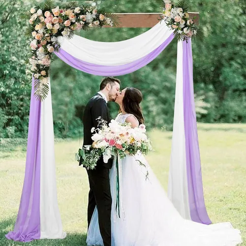 Miniatura 9 de AMZLOKAE Cortinas de arco de boda burdeos 2 paneles de tela de gasa de 18 pies 6 yardas de decoración elegante de gasa Perfecto para ceremonia