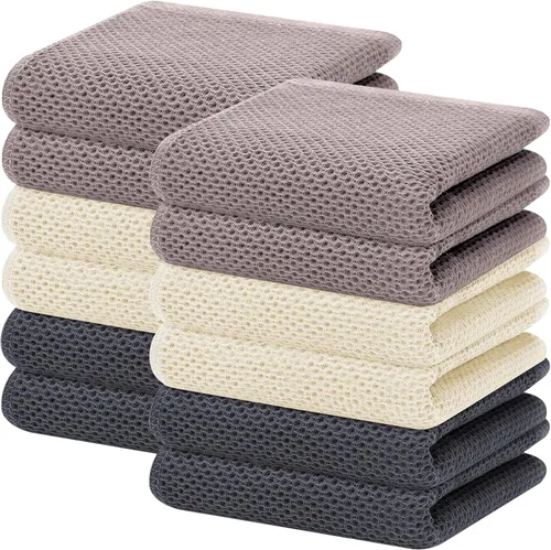 Miniatura 198 de Homaxy Paños de cocina de 100% algodón con tejido de gofre, ultra suaves, absorbentes, de secado rápido, 12 x 12 pulgadas, paquete de 6, amarillo