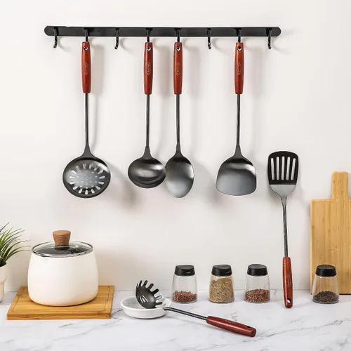 Miniatura 4 de FJNATINH Juego de utensilios de cocina de acero inoxidable 304 - 6 piezas Juego de espátulas para wok Herramientas de cocina Espátula, cucharón