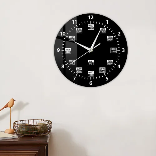 Miniatura 5 de Reloj de pared de 12 pulgadas, estilo militar, 24 horas, reloj de pared retro silencioso de cuarzo sin tictac, funciona con pilas, reloj de pared