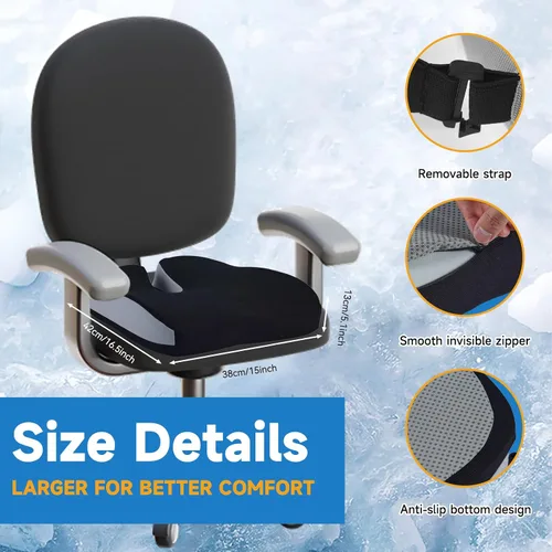Miniatura 3 de Cojines de Gel para Asiento de Sillas de Oficina, Cojín para Silla de Ruedas para Sentarse Largo, Dolor de Espalda, Cojín de Espuma Viscoelástica