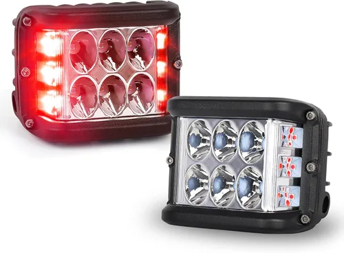 Miniatura 9 de Luces LED de Cápsula de Disparo Lateral, Luces Todo Terreno de 4 Pulgadas con Luz Estroboscópica de Emergencia Azul de Doble Lado Compatible