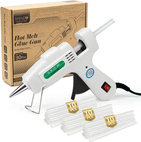 SHJADE Kit de mini pistola de pegamento caliente con 30 barras de pegamento, pistola de precalentamiento rápido, alta temperatura para manualidades