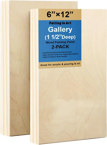Miniatura 8 de Falling in Art Paquete de 2 paneles de lienzo de madera sin terminar, kit de paneles de madera de abedul de galería de 10 x 20 pulgadas, tablas