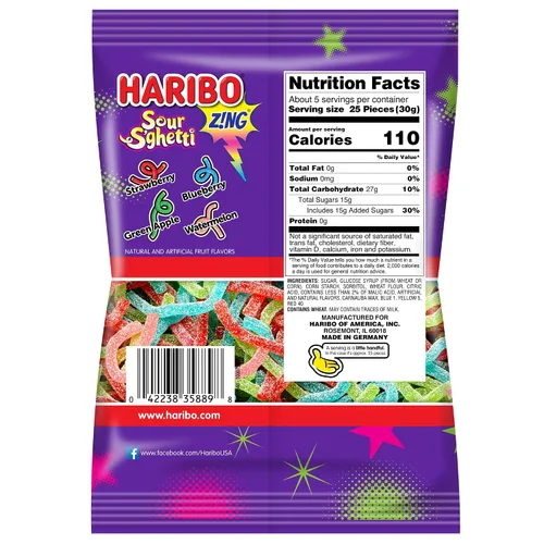 Miniatura 2 de Haribo Caramelo de gomita de espagueti ácido, 5 onzas