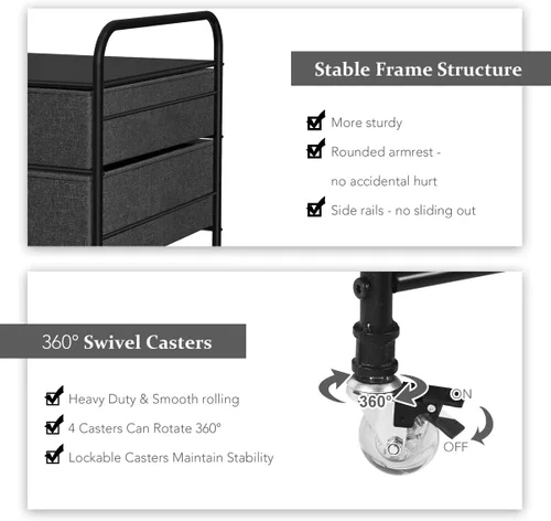 Miniatura 5 de WAYTRIM Mini soporte para refrigerador con almacenamiento, soporte para refrigerador de cocina, soporte organizador de refrigerador para Negro