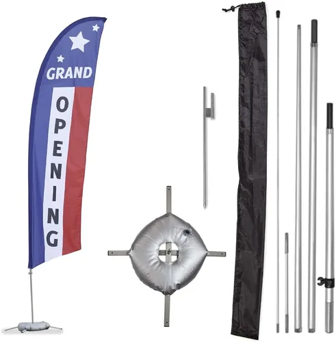 Miniatura 6 de Vispronet Kit de bandera de plumas de globo de gran apertura, asta de bandera Swooper de 13 pies con estaca para el suelo, base cruzada, bolsa