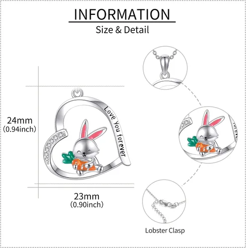 Miniatura 4 de Lindo regalo de animales de plata esterlinapanda rojoconejo, collar con colgante de animal lindo joyería para mujeres niñas regalos