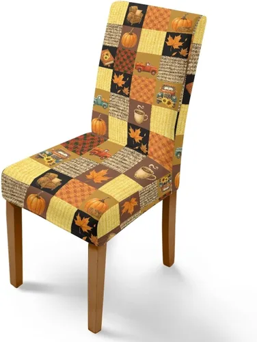 Miniatura 24 de Rnyleeg Thanksgiving Chair Covers for Living Room No Arms Turkey Pumpkin Stretch Dining Chair Covers Set of 6 Soft Washable Kitchen Chair Protector