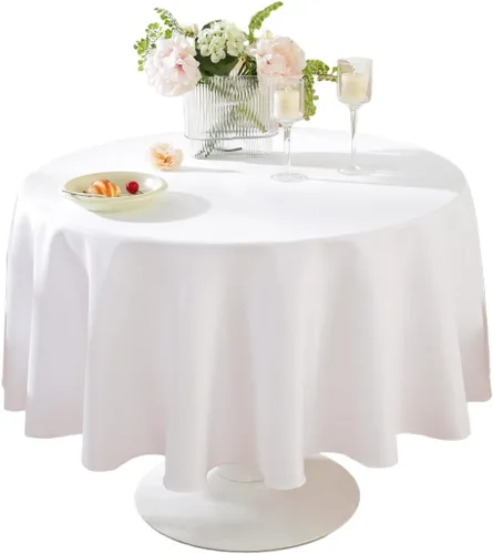 Miniatura 17 de Paquete de 2 Manteles Redondos de 120 Pulgadas de Carbón, Mantel de Poliéster Lavable para Uso en el Hogar, Fiestas, Bodas o Restaurantes.