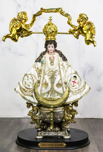 Miniatura 8 de Ebros Gift Nuestra Señora de San Juan de los Lagos con corona de oro y ángeles figurita católica cristiana bendita Virgen María para el hogar