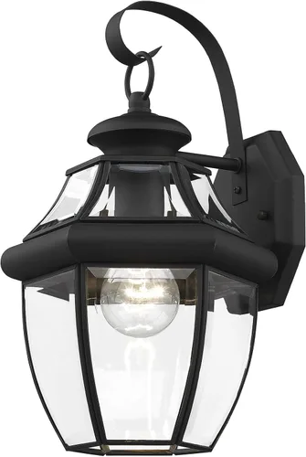 Miniatura 8 de Livex Lighting 2151-91 Monterey - Farol de pared de latón macizo con acabado de níquel cepillado para exteriores, 13 x 8.5 x 8.25 pulgadas