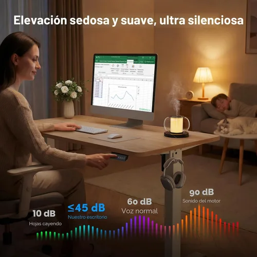 Miniatura 8 de FEZIBO Escritorio de pie, 48 × 24 pulgadas, altura eléctrica ajustable, para sentarse y ponerse de pie, escritorio de oficina para computadora