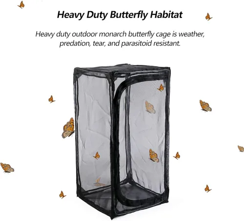 Miniatura 2 de Hábitat de mariposa monarca resistente de 30 pulgadas, jaula de malla para insectos plegable al aire libre con protección de cremallera y parte