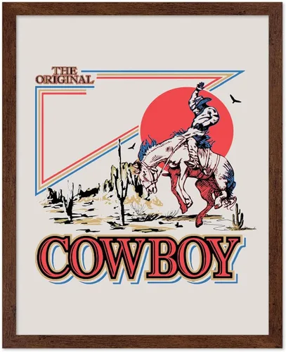 Miniatura 98 de Poster Master Póster de Rodeo marrón – Estampado retro de vaquero sobre caballo – Arte de vaquero – Arte occidental – Arte del salvaje oeste