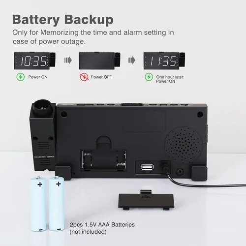 Miniatura 8 de Radio reloj despertador con visualización LED de 1.8 pulgadas, de carga USB, alarma dual, respaldo de batería (Versión actualizada) Mesqool AM/FM