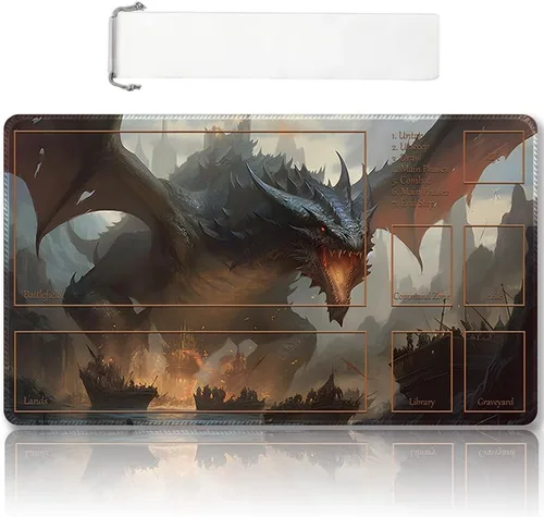 Miniatura 59 de Tapete de juego MTG cosido de alta calidad con zonas y parte trasera de goma antideslizante, tapete de juego TCG para MTG y otros juegos de cartas
