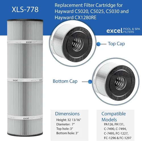 Miniatura 3 de XLS-778 Paquete de 4 filtros de repuesto para Hayward C5020, C5025, C5030. También reemplaza Hayward CX1280RE, Unicel C-7494, Filbur FC-1227