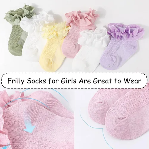 Miniatura 6 de AQOKKA Flower Baby Girls Socks with Non-Slip Grips Cute Cotton Princess Low Newborn Baby Socks for Girls Toddler 0-12 Months