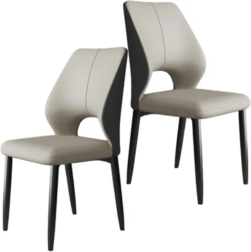 YVYKFZD Simple Dining Chairs Set, PU Leather Kitchen Chairs, Armless Dining Room Chair with Metal Legs, Upholstered Living Room Chair, for Bedroom