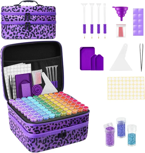 Miniatura 21 de ZORETCO Contenedores de almacenamiento de pintura de diamantes, 60 ranuras, kits de pintura de diamantes, accesorios y herramientas de pintura