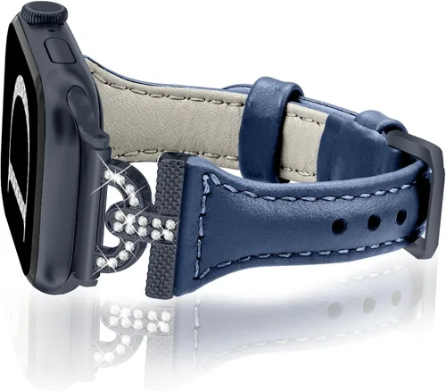 Miniatura 8 de Bandas delgadas de cuero compatibles con Apple Watch para mujeres de 40 mm, 41 mm, 38 mm, 44 mm, 45 mm, 49 mm, 42 mm, 46 mm, con forma de D