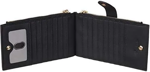 Miniatura 5 de Travelambo Billetera plegable con bloqueo RFID para mujer, con bolsillo con cremallera