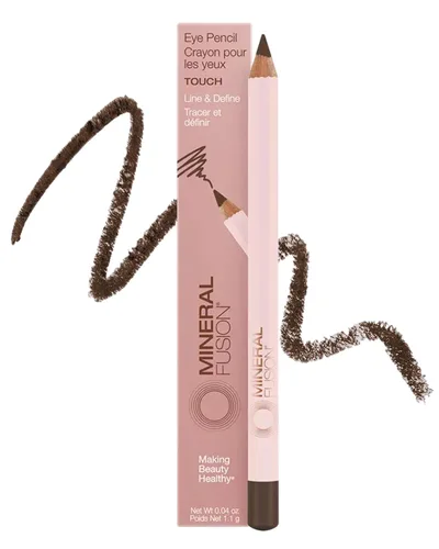 Mineral Fusion Lápiz de ojos (marrón oscuro – táctil) – Delineador de ojos con manzanilla calmante, espuma de prado y vitamina E – Suave y duradero,