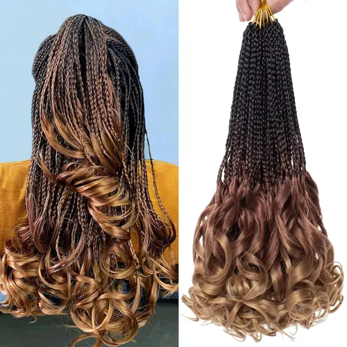 Miniatura 24 de COOKOO 10 pulgadas, 9 paquetes (135 hebras), trenzas de ganchillo rizadas francesas negras, trenzas de ganchillo negras con extremos ondulados
