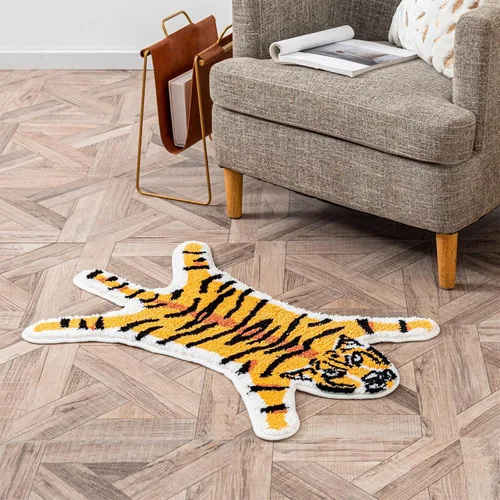 Miniatura 10 de Alfombra con estampado de leopardo, piel de vaca sintética, alfombra artificial, piel de vaca de imitación, leopardo, tigre, cebra, tapete de piel