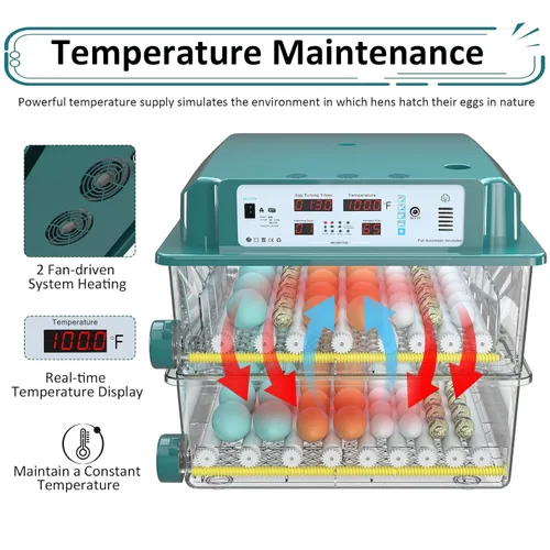 Miniatura 3 de Incubadoras para incubar huevos 120, incubadora de huevos de gallina con giro automático de huevos y pantalla de humedad, control de temperatura