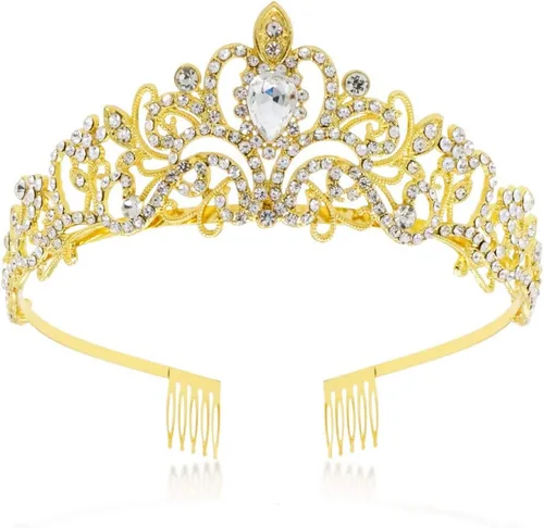 NODG Tiaras y coronas doradas para mujer, coronas de princesa para novia, coronas elegantes con peines, diademas para mujer, para novia, boda,