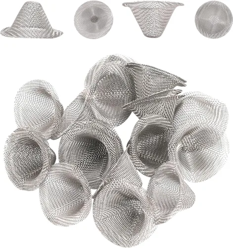 40 piezas de pantallas de tubo, filtros de pantalla de recipiente de acero inoxidable de 1/2 pulgada, diseño cónico, filtros metálicos de 0.5