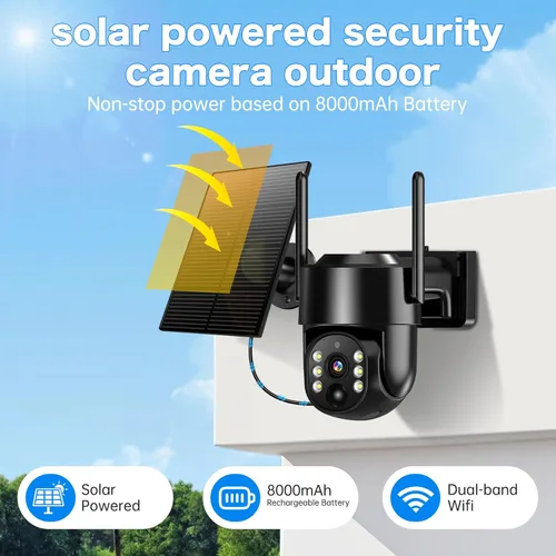 Miniatura 2 de Cámaras de seguridad solares inalámbricas para exteriores, cámaras de seguridad de 2K 4MP alimentadas por batería, cámara PTZ WiFi