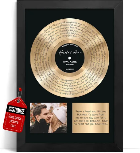 Miniatura 27 de VICILO Póster personalizado con letras de canciones, lienzo para decoración de pared, acordes de canción perfecta, regalo de aniversario de un año