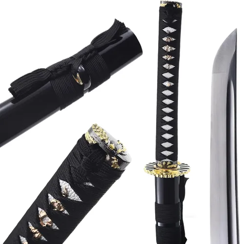 Miniatura 7 de Katana afilada hecha a mano, arcilla tradicional de acero templado 1060/9260/T10, espada Katana real de espiga completa, auténtica espada samurái
