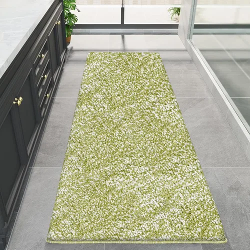 Miniatura 13 de Alfombra de baño beige extra larga de 59.1 x 23.6 pulgadas, alfombra de baño grande de microfibra lanuda antideslizante, absorbente, extra suave