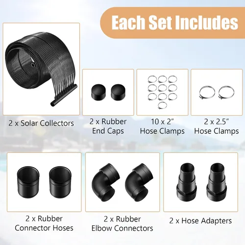 Miniatura 5 de Goplus Calentador solar de piscina de 2.5 pies x 10/16.5/20 pies para piscinas sobre el suelo, sistema de calefacción de panel solar de piscina