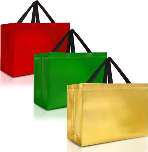 Miniatura 19 de Nush Nush Bolsas de regalo plateadas de gran tamaño – Juego de 15 bolsas de regalo plateadas reutilizables con asas blancas – Bolsa de regalo Plata