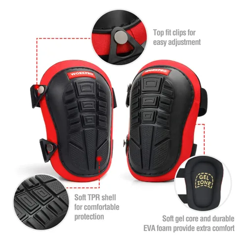 Miniatura 2 de WORKPRO Rodilleras para el trabajo, rodilleras de construcción con cojín ergonómico de gel y acolchado de espuma para jardinería, carpintería