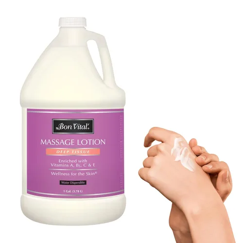 Bon Vital' Loción para masaje de tejido profundo, 1 galón, loción hidratante de grado profesional para terapia de tejido profundo, fórmula no grasa