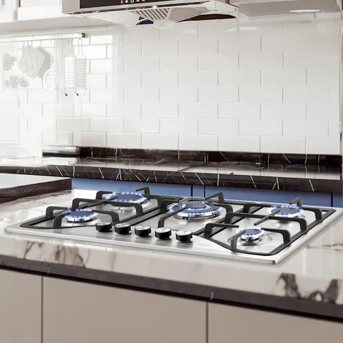 Miniatura 8 de VEVOR Placa de cocina de 30 pulgadas con 5 quemadores, 12250 BTU máx., estufa integrada de acero inoxidable, combustible dual GLP/GN, estufa de gas