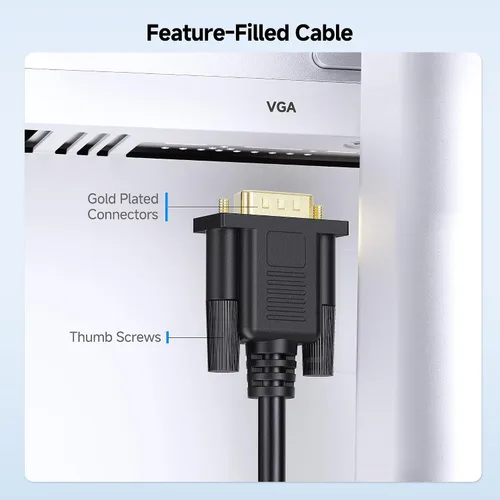 Miniatura 7 de Cable Matters Cable VGA a VGA de 6 pies con ferritas (cable VGA, cable de monitor VGA, cable de monitor de computadora, VGA macho a macho)