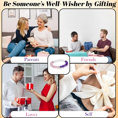 Miniatura 4 de Pulseras de piedras preciosas para mujeres y hombres, pulsera de cristal curativo para meditación, reiki y yoga, pulsera con cuentas de piedras