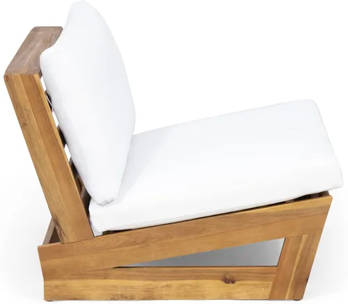Miniatura 8 de Sherwood - Silla de club al aire libre con cojines, madera de acacia, teca/blanco