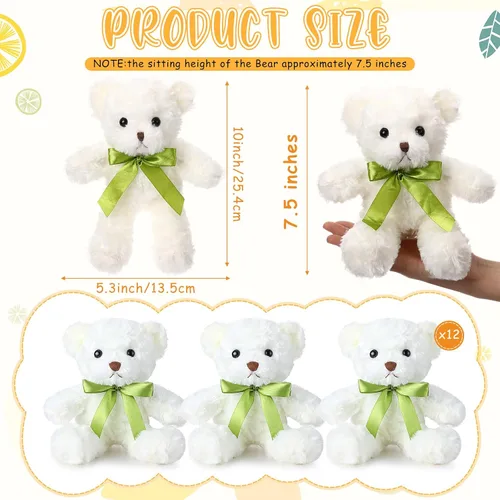 Miniatura 2 de Hungdao 12 piezas de osos a granel, animales de peluche de 10 pulgadas, lindos animales de peluche suaves con lazos verdes para baby shower, fiesta