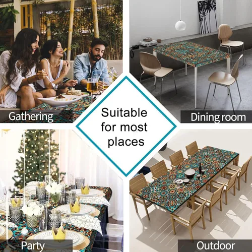 Miniatura 5 de Mantel para mesa plegable, funda impermeable para mesa de pícnic, para mesas de 6 pies, borde elástico, cubierta de plástico para picnic