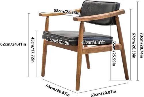 Miniatura 3 de sillas de comedor Solid Wood Dining Chair Leisure Armrest Backrest Upholstered Office Modern Kitchen(Gris)