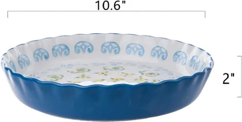 Miniatura 2 de Molde de cerámica para pastel, plato para pastel para horno, 10 pulgadas, plato redondo para hornear (estilo campestre)