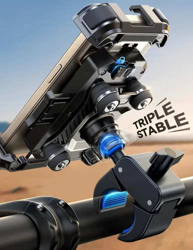 Miniatura 5 de JOYROOM Soporte de teléfono para motocicleta - [Amortiguador de vibración dual] Soporte de teléfono antigolpes de 150 mph para motocicleta